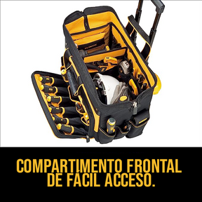 Maleta de herramientas multitarea con ruedas y 63 compartimentos.